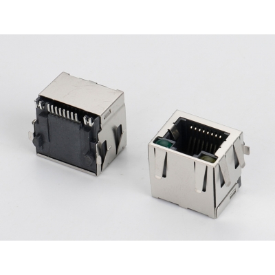 RJ45 帶屏蔽殼，有彈，左黃右綠