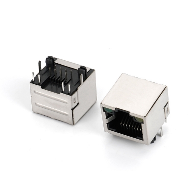 RJ45 帶屏蔽殼，左綠右黃