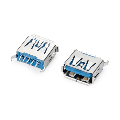 USB3.0AF180度短體彎腳直插式