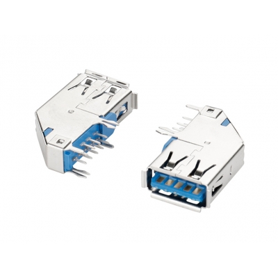 USB 3,0-AF90度側(cè)插3,0藍(lán)膠卷邊鐵