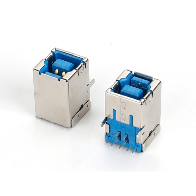 USB 3.0 BF 90度插板式，半金藍(lán)膠，端子半金GF