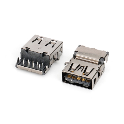 USB 3.0AF反向沉板CH=1.85MM PA9T無(wú)鹵黑 不銹鋼黑鎳