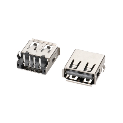 USB 2,0-AF90度沉板黑膠LCP卷邊鐵