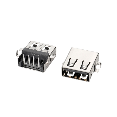 USB 2,0-AF90度沉板破板式4,9黑膠平口銅光面加長到2,4mm
