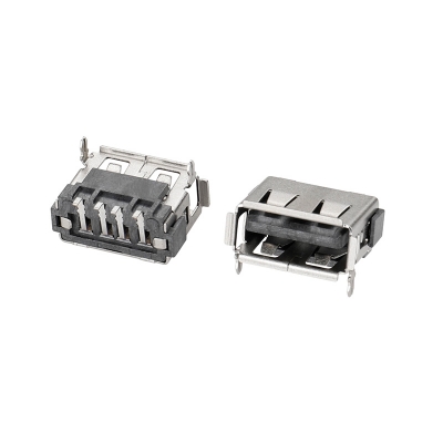 USB 2,0-AF短體前兩腳插后貼黑膠卷邊鐵6,8