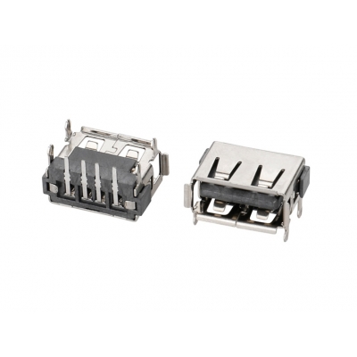 USB 2,0-AF短體四腳插后插黑膠卷邊鐵6,3