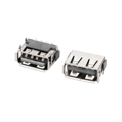 USB 2,0-AF短體四腳插后貼黑膠卷邊鐵6,3固定腳1,0