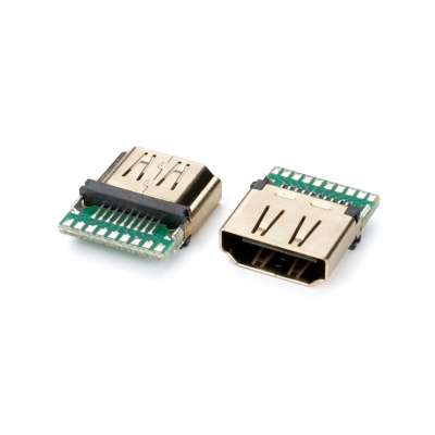 HDMI 180度夾板式，外殼鍍鎳帶PCB板