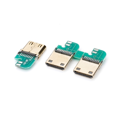 HDMI 180度 夾板式，外殼鍍鎳帶PCB板
