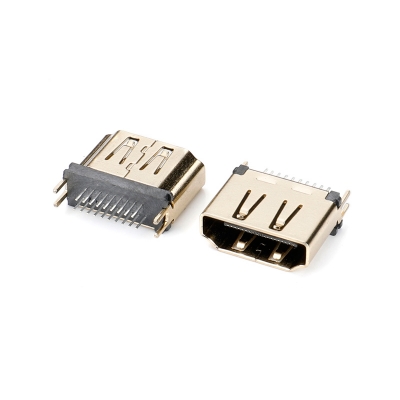 HDMI 180度夾板式，外殼鍍金，黑膠