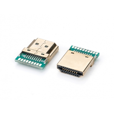 HDMI 180度夾板式，外殼鍍金帶PCB板