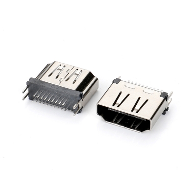 HDMI 180度夾板式，外殼鍍鎳，黑膠