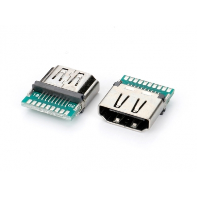HDMI 180度夾板式，外殼鍍鎳帶PCB板